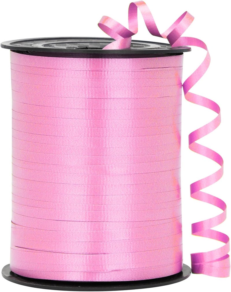 OMISELIO Pink Ribbon, 500 Yard Crimped Pink Curling Ribbon, Curling Ribbon for Gift Wrapping, Curly Ribbon, Balloon String, Balloon Ribbon, Gift Ribbon for Baby Shower, Wedding, Birthday - Image 1
